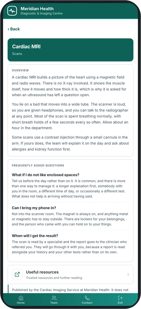A cardiac MRI explainer with an overview and frequently asked questions, written by the service